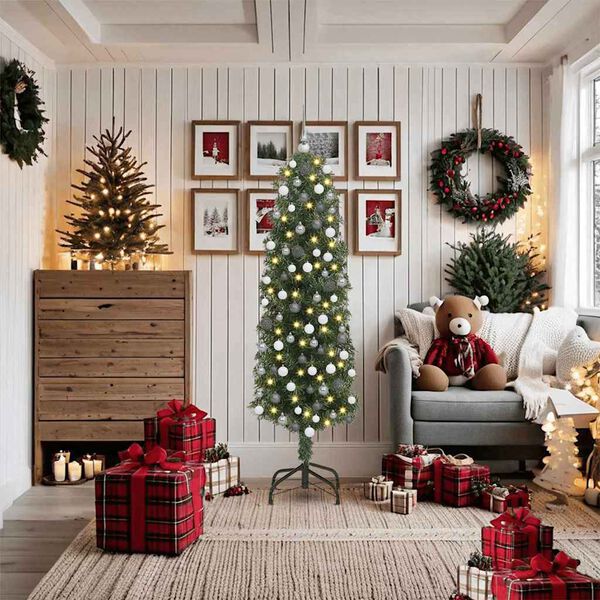 vidaXL С изкуствено коледно дърво с 300 LED светодиода Зелен 180 cm