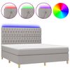vidaXL Боксспринг легло с матрак и LED, светлосиво, 160x200 см, плат