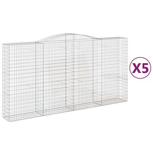 vidaXL Габионни кошници арка 5 бр 400x50x200/220 см поцинковано желязо