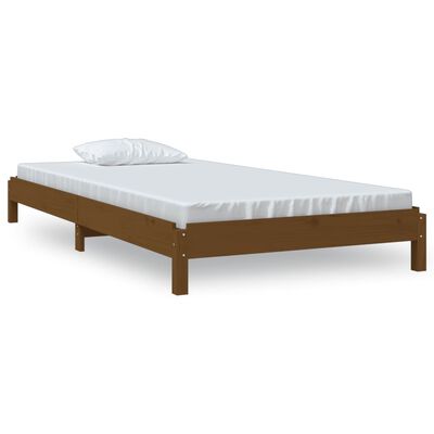 vidaXL Стифиращо легло, меденокафяво, борово дърво масив, 75x190 см