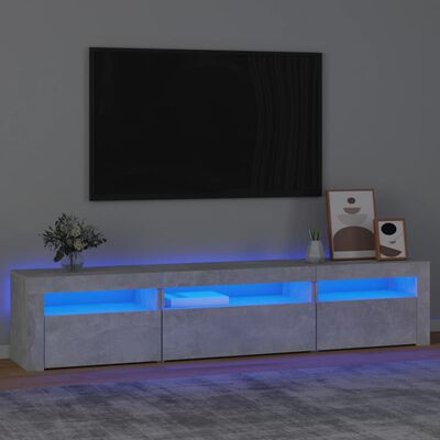 vidaXL ТВ шкаф с LED осветление, бетонно сив, 195x35x40 см