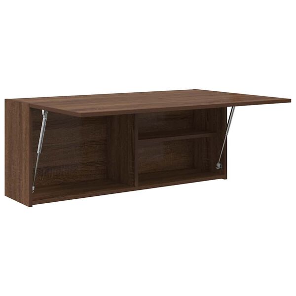 vidaXL Стенен шкаф за баня, кафяв дъб, 100x25x40 см, инженерно дърво