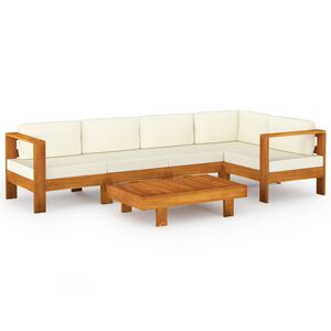 vidaXL Градински комплект с възглавници, 6 части, 100x60 см, акациево дърво