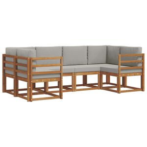 vidaXL Комплект дивани за открито 6 pcs Естествено и светло сиво