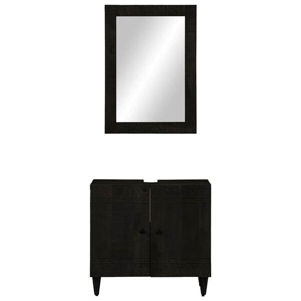 vidaXL Комплект мебели за баня, 2 части, масивна мангова дървесина