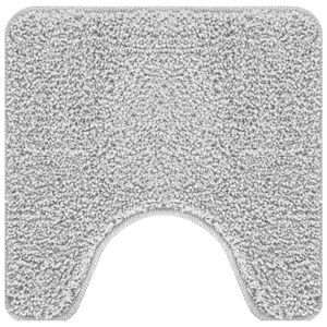 vidaXL Нескользяща постелка за баня с изрезка за тоалет Сив 50 x 50 cm