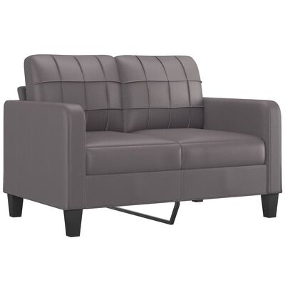 vidaXL 2-местен диван с декоративни възглавници сив 120 см еко кожа