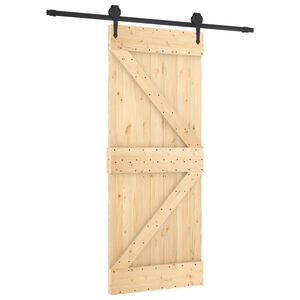 vidaXL Преплъзваща се врата Естествено и черно 85 x 210 cm