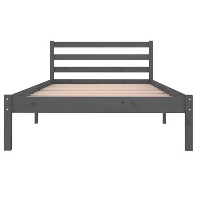 vidaXL Рамка за легло, бор масив, сива, 100х200 см
