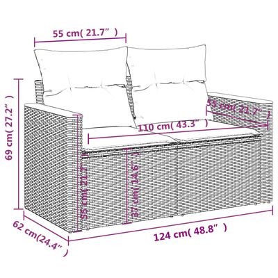vidaXL Градински диван с възглавници 5 части бежов микс полиратан