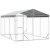 vidaXL Външна клетка за куче с покрив сребриста 3x4,5x2,5 м стомана