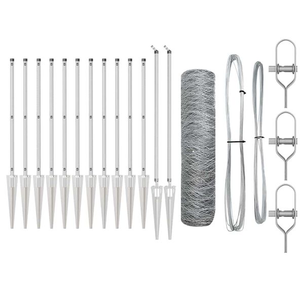 vidaXL Стълб за ограда. Сребрист 10 x 0,6 м (36 мм мрежа) Стомана