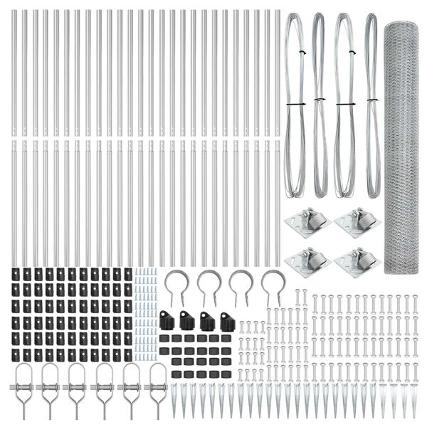vidaXL Стълб за ограда. Сребрист 50 x 1,2 м (13 мм мрежа) Стомана