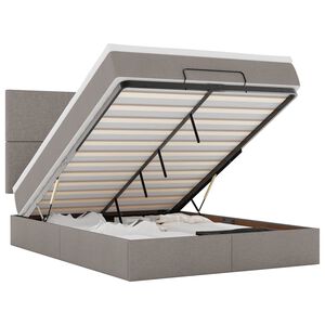 vidaXL Османска легло с матрак и LED, таупе, 140x200 см, плат