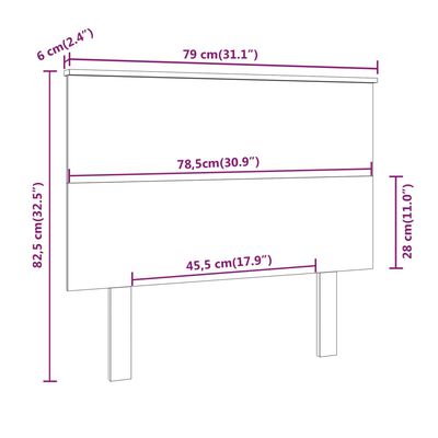 vidaXL Горна табла за легло, бяла, 79x6x82,5 см, бор масив