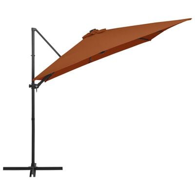 vidaXL Градински чадър с LED осветление, теракота, 250x250 см