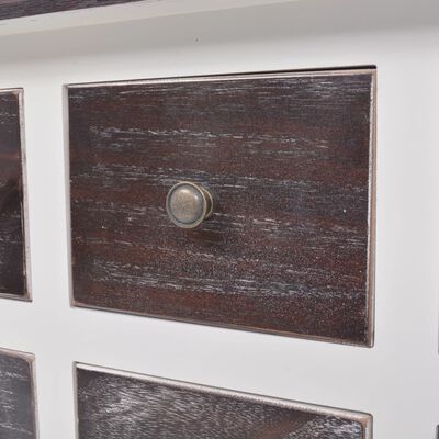 vidaXL Конзолен шкаф с 6 чекмеджета, кафяво и бяло, дърво
