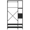 vidaXL Етажерка за дрехи с рафтове, черна, инженерно дърво