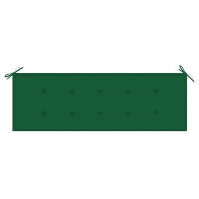 vidaXL Пейка Батавия със зелена възглавница, 150 см, тик масив