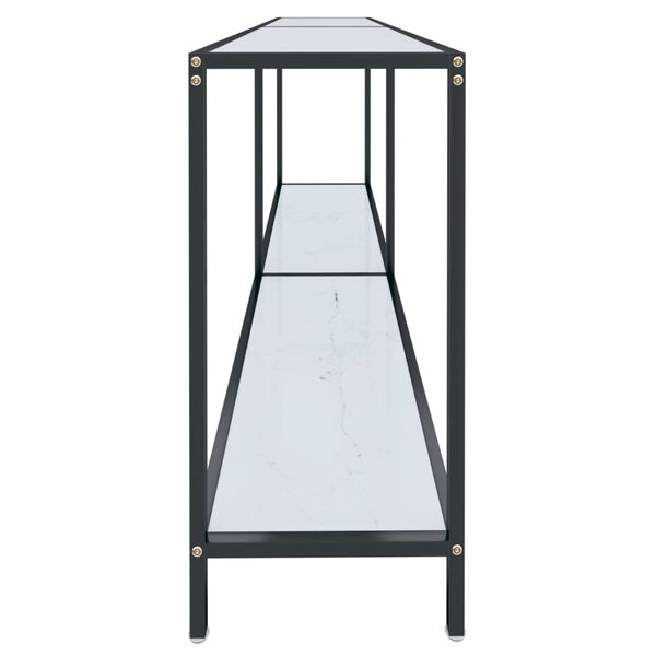 vidaXL Конзолна маса, бяла, 180x35x75,5 cм, закалено стъкло