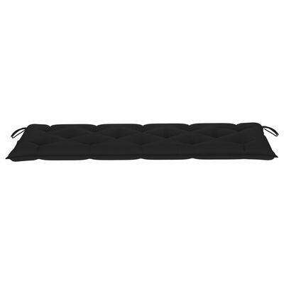 vidaXL Пейка Батавия с черна възглавница, 150 см, тик масив
