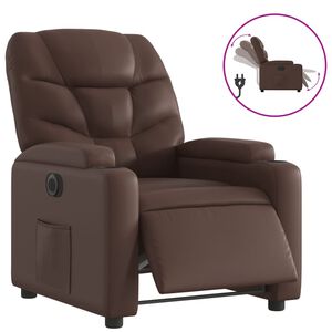 vidaXL Електрически наклоняем стол, кафяв, изкуствена кожа