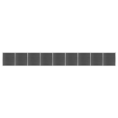 vidaXL Ограден панел, WPC, 1564x186 см, черен