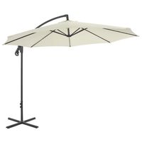 vidaXL Градински чадър чупещо рамо и стоманен прът 300 см пясъчен