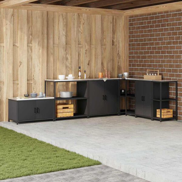 vidaXL Съхранение в кухнята с рафт Сребрист 60 x 50 x 92 см Стомана