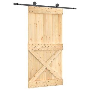 vidaXL Преплъзваща се врата 100 x 210 cm Естествено и черно