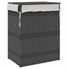 vidaXL Кош за пране с капак, сив, 46x33x60 см, полиратан