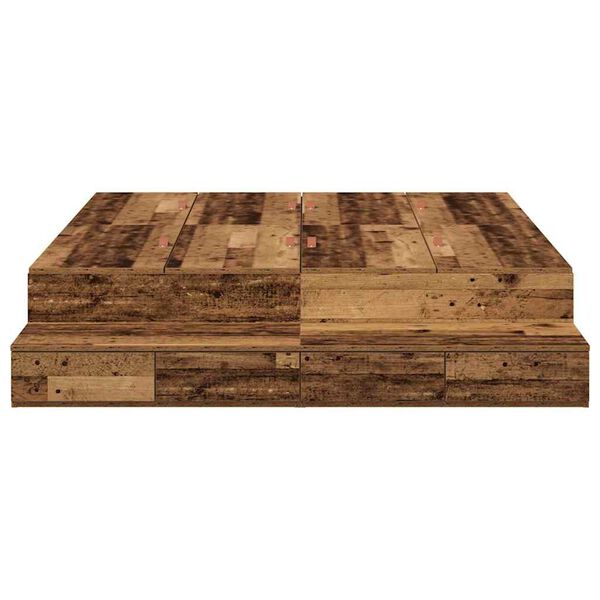 vidaXL Легло с място за съхранение Старо дърво 140 cm Инженерно дърво