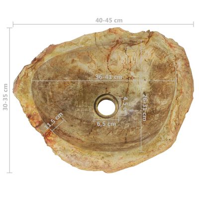 vidaXL Мивка, 45x35x15 см, фосил камък, кремава