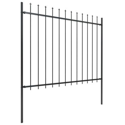 vidaXL Градинска ограда с пики, стомана, 3,4x1,5 м, черна
