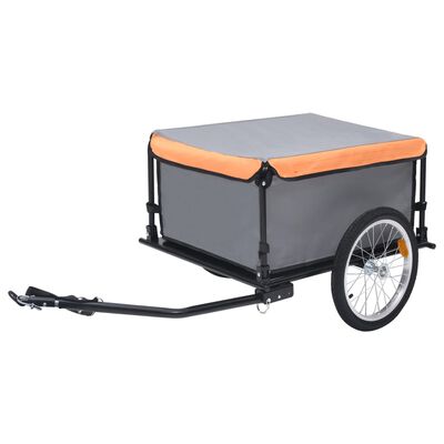 vidaXL Ремарке за колело, сиво и оранжево, 65 кг