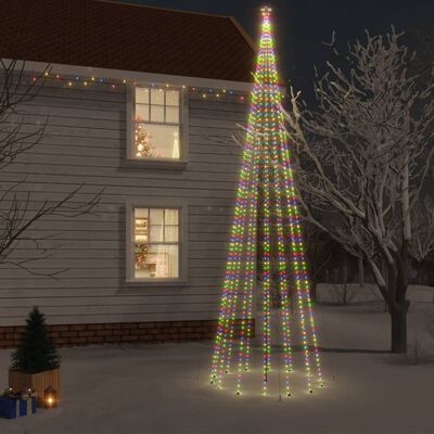 vidaXL Коледна елха с шип, многоцветна, 1134 LED, 800 см