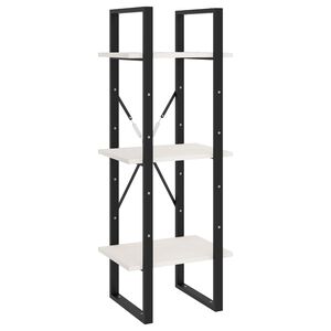 vidaXL 3-етажна библиотека, бяла, 40x30x105 см, борово дърво масив