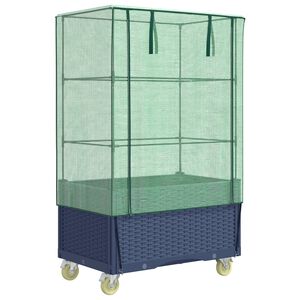 vidaXL Повдигнато легло с капак и колела, ратанова визия, 80x50x182 см
