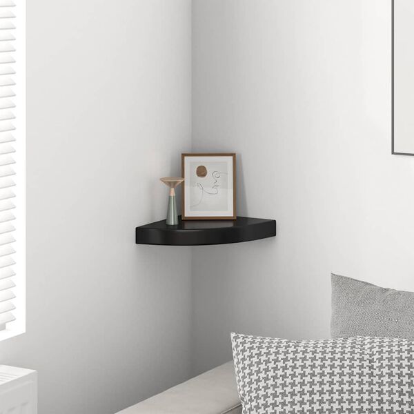323889 vidaXL Floating Corner Shelf High Gloss Black 25x25x3,8 cm MDF