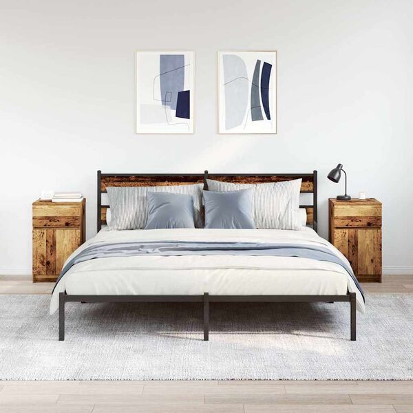 vidaXL Нощни шкафчета, 2 бр, старо дърво, 39x35x65 см, инженерно дърво