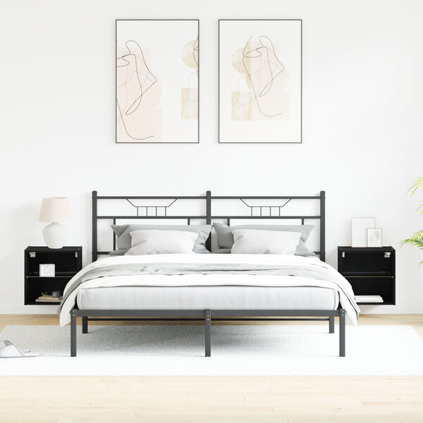 vidaXL Плаващ рафт 2 pcs Черно 40 x 28,5 x 40 см Инженерно дърво