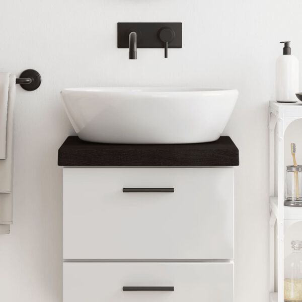 vidaXL Плот за баня тъмнокафяв 40x40x(2-6) см обработено масивно дърво