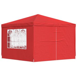vidaXL Парти шатър 300 x 300 x 255 см Червено Полиетилен и стомана