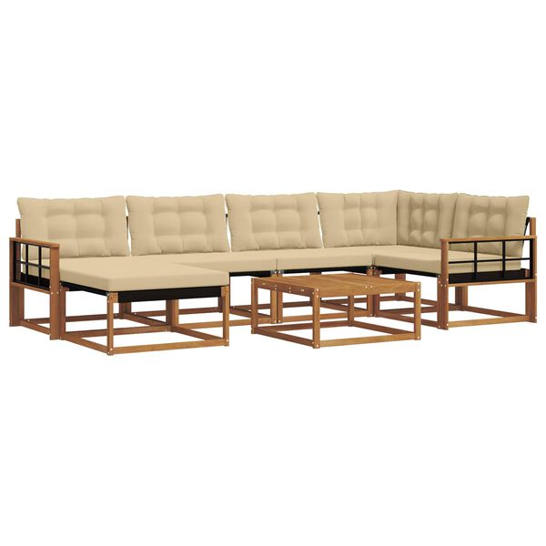 vidaXL Комплект дивани за открито 19 pcs Натурален и Бежов