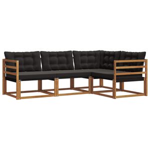 vidaXL Комплект дивани за открито 4 pcs Естествено и черно