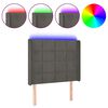 vidaXL LED горна табла за легло, тъмносива, 83x16x118/128 см, кадифе
