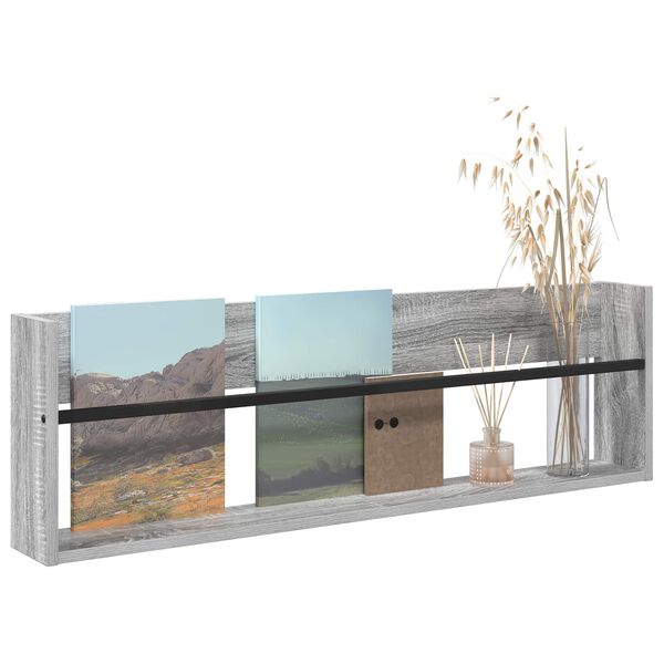 vidaXL Етажерка за списания с рафт Сив Сонома 100 x 12 x 30 см