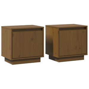 vidaXL Нощни шкафчета, 2 бр, меденокафяви, 40x30x40 см, бор масив
