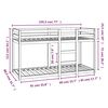 vidaXL Двуетажно легло, бяло, 75x190 см, борово дърво масив