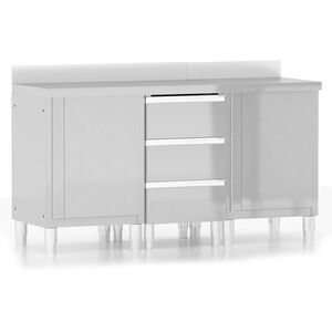 vidaXL Кухненски шкафове за търговци, 3 бр., неръждаема стомана